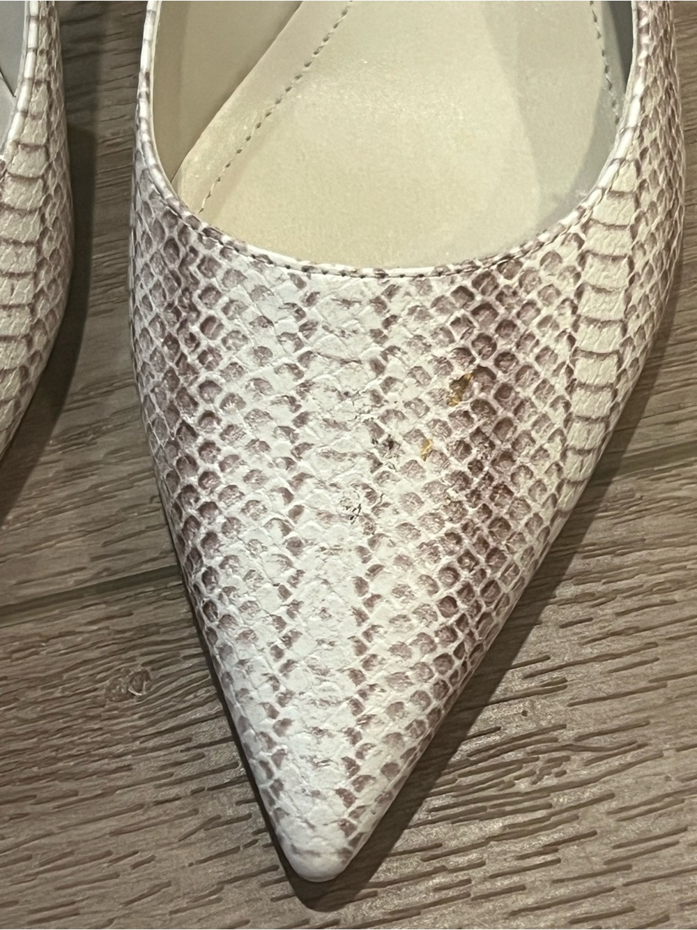 Franco Sarto Kate White Snake-Embossed Slingback Heels Size 7 - Picture 6 of 13